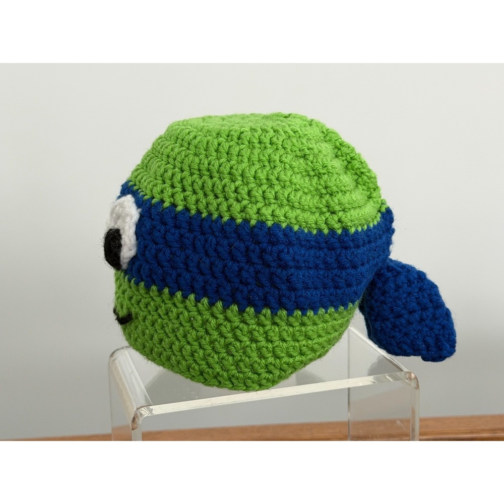 Teenage Mutant Ninja Turtle Crochet Leonardo Beanie Hat Youth Turtle Hat Crochet - Picture 4 of 6